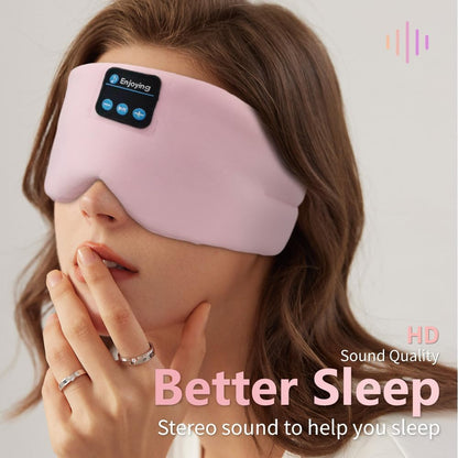 Soft Sleep Eye Mask Bluetooth Headband Wireless Headphones,  Adjustable Sleep Mask for Sleeping Meditation Insomnia Night Mask Music Eye Cover for Side Sleepers Airplane Travel, Pink