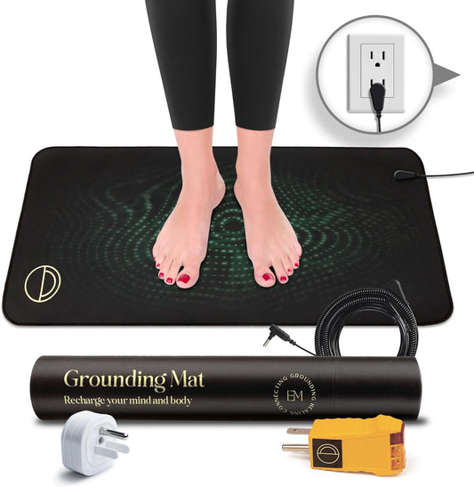 Grounding Mat for Desk, Reduce Fatigue & Stress, Supports Energy & Wellness, Grounding Pad for Bed, Office, Living Room, Works Well W/Sheets, Blanket, W/ 15 Foot Cord, 13X29In