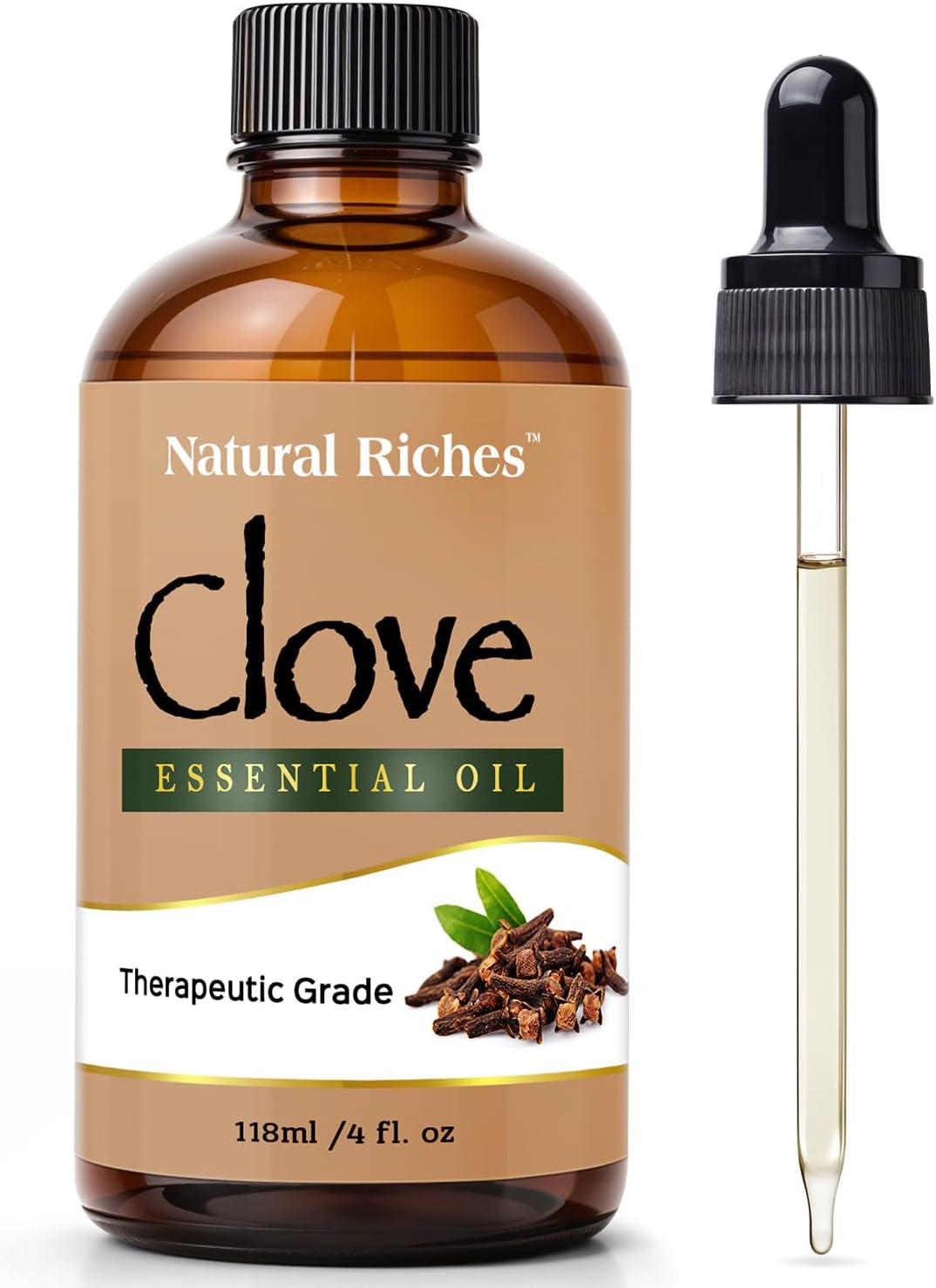 Pure Clove Essential Oil 4 Fl Oz, Therapeutic Grade for Tooth Ache Soothes Sore Muscles Clove Bud Oil Essential Oil for Teeth, Gums, Toothache, Skin Use and Hair Care.