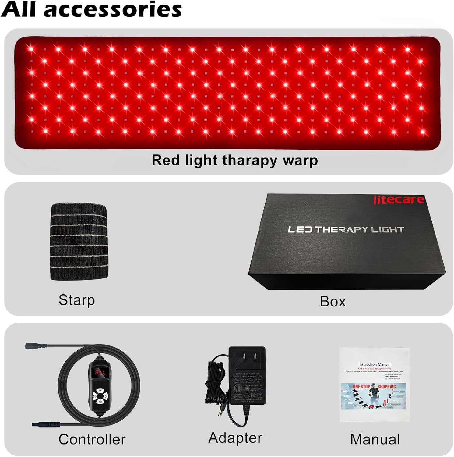 Red Light Therapy for Body Relieve Body Pain and Muscle Fatigue,Retractable Red Light Therapy Belt, Portable Infrared Light Therapy Device at Home Black （31.5X11.8Inch）