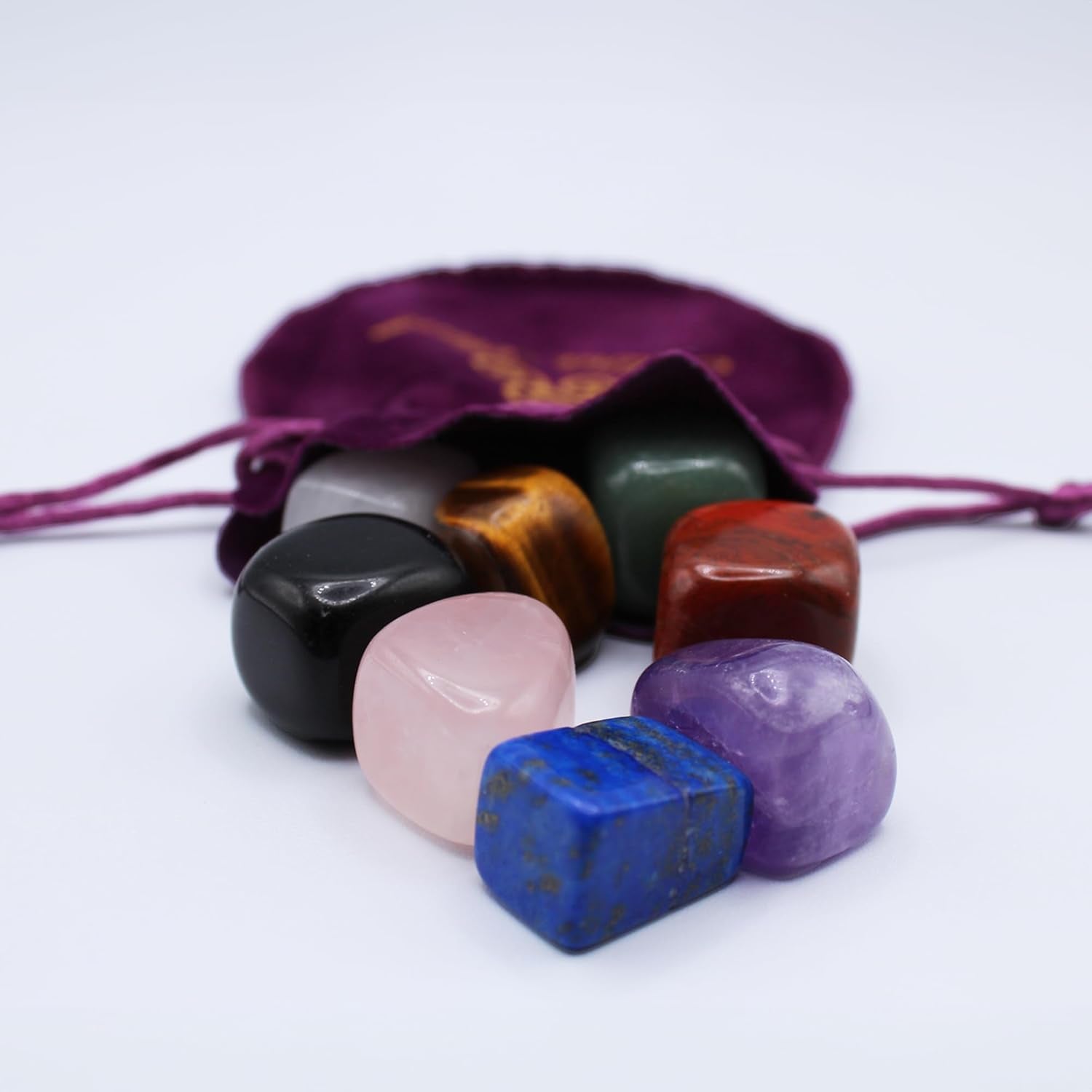 Chakra Stones Set of 7+1, Protection Crystals for Chakra Balancing, Healing Crystals and Stones for Crystal Therapy, Meditation & Reiki, Tumbled & Polished