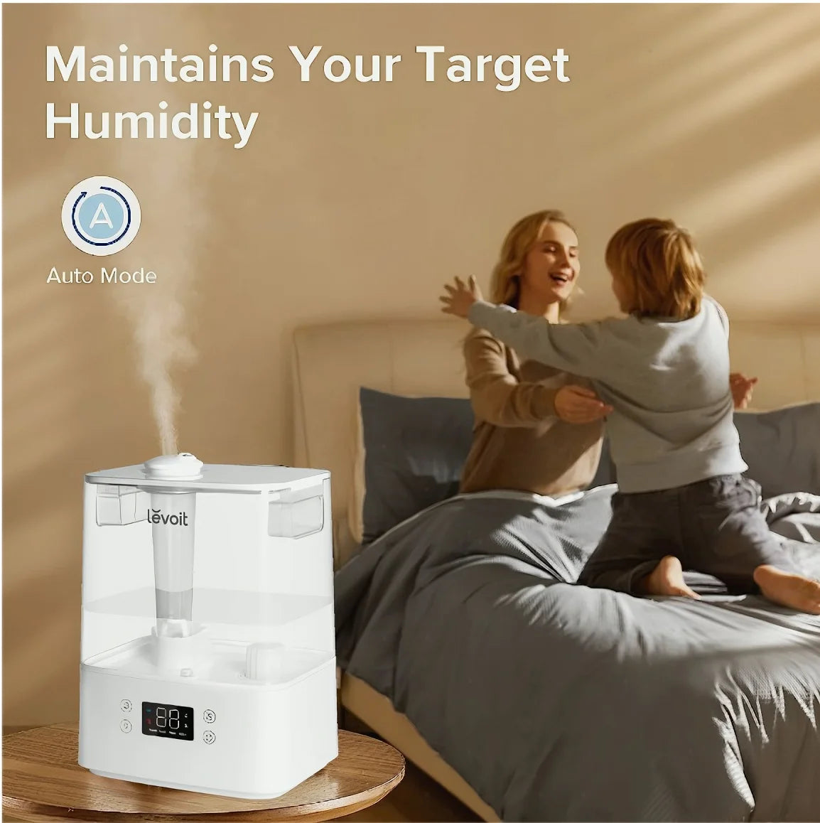 6L 250 Sq Ft Cool Mist Humidifier for Room, White