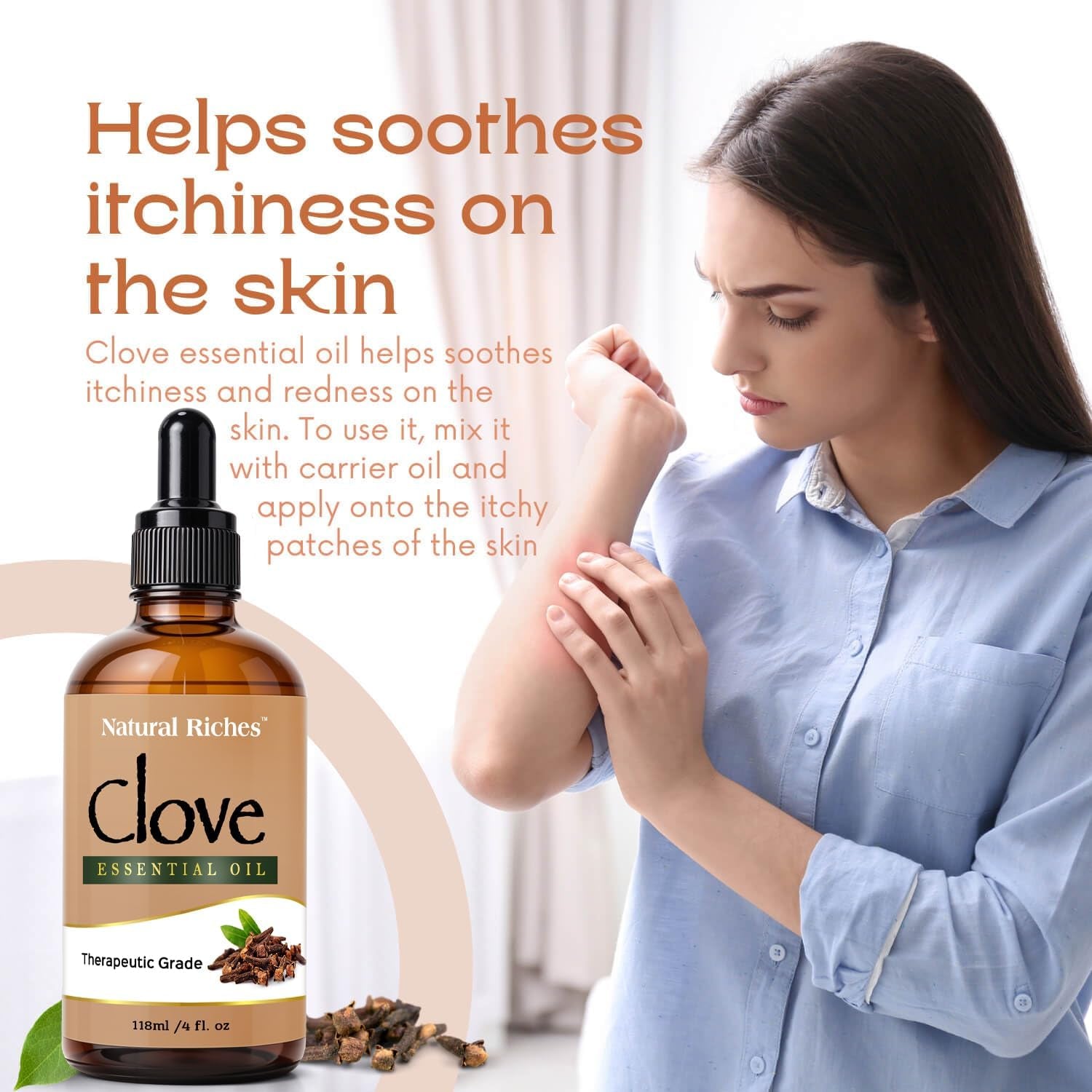 Pure Clove Essential Oil 4 Fl Oz, Therapeutic Grade for Tooth Ache Soothes Sore Muscles Clove Bud Oil Essential Oil for Teeth, Gums, Toothache, Skin Use and Hair Care.