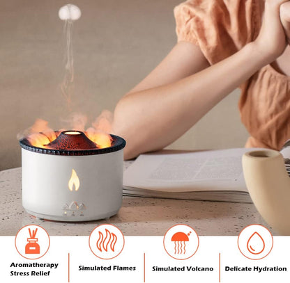 300Ml Ultrasonic Volcano Flame Humidifier Original Flame Diffuser Volcano Lamp Aroma Diffuser for Essential Oils Diffusers, Small Fireplace Humidifier Fire Oil Diffuse for Home Large Room Kids Bedroom