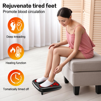 Foot Massager with Heat, 3 Modes, Wireless Control Shiatsu Foot Massager with Heating