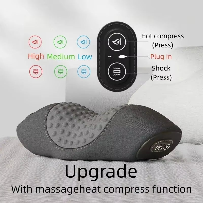 Electric Shiatsu Head Neck Cervical Pillow Body Massager Hot Compress Neck Shoulder Deep Relaxation Sleeping Memory Foam Pillow