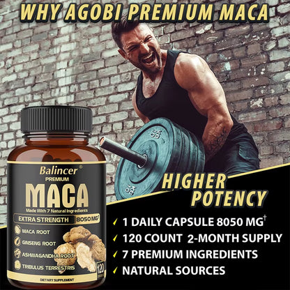 Maca Root Capsules - Natural Energy Supplement, Supports Athletic Performance and Motivation, Builds Muscle and Strengthens